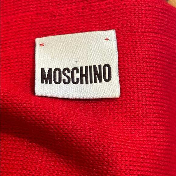 Moschino Red and Brown Teddy Bear Scarf - Picture 2 of 2